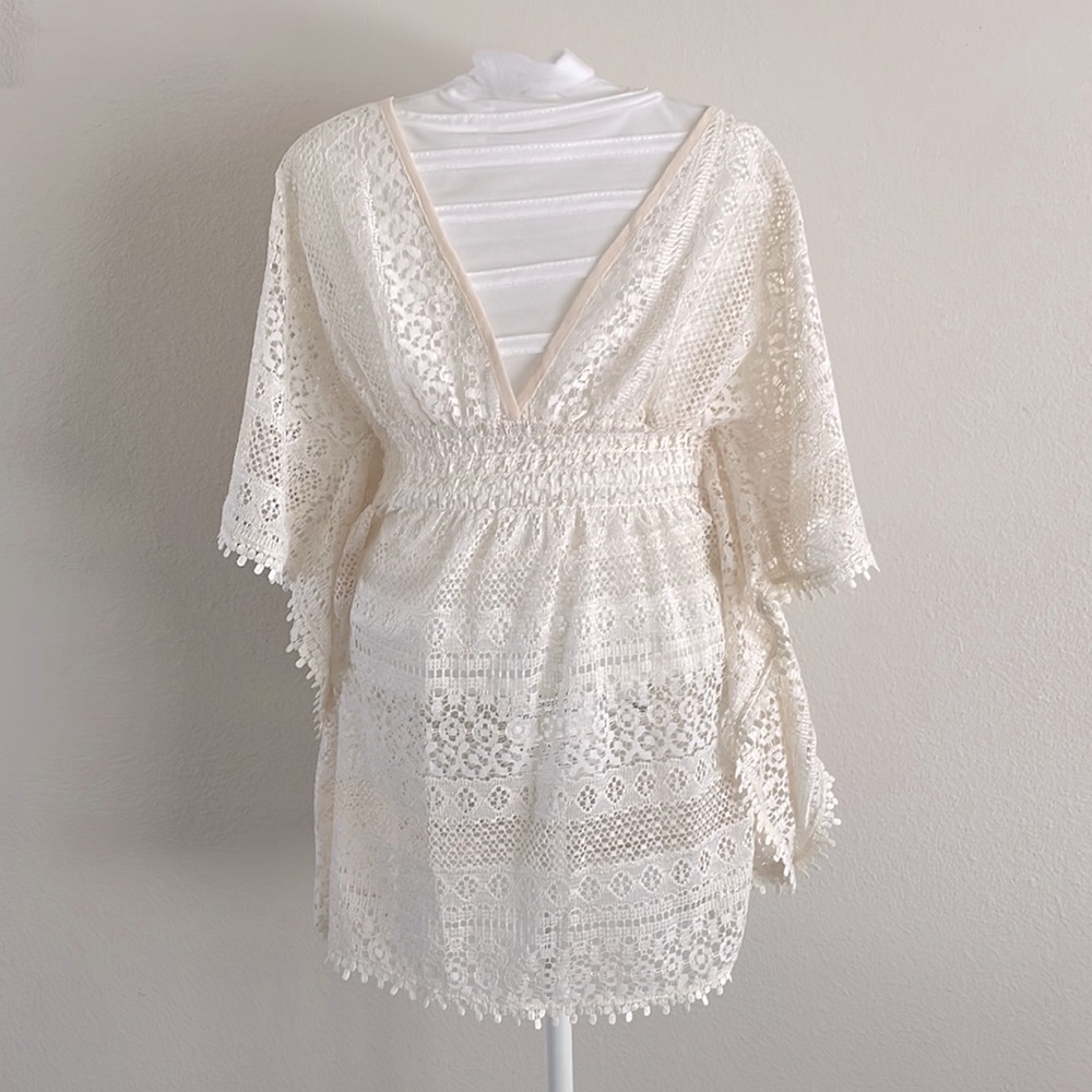 Ivory Crochet Bathing Suit Coverup